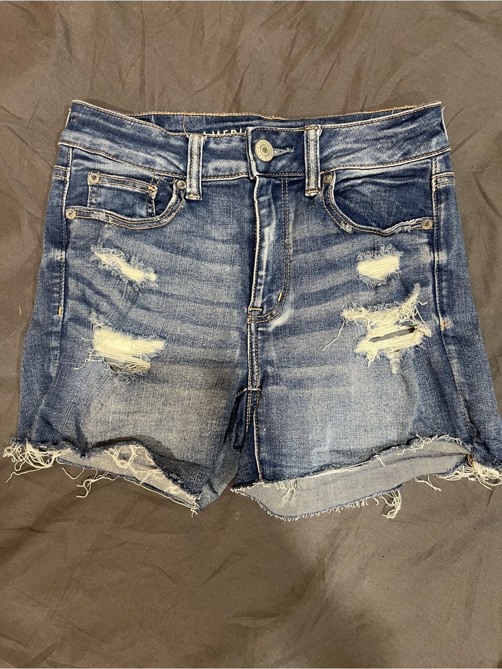 American Eagle Outfitters Blue Distressed Denim Shorts